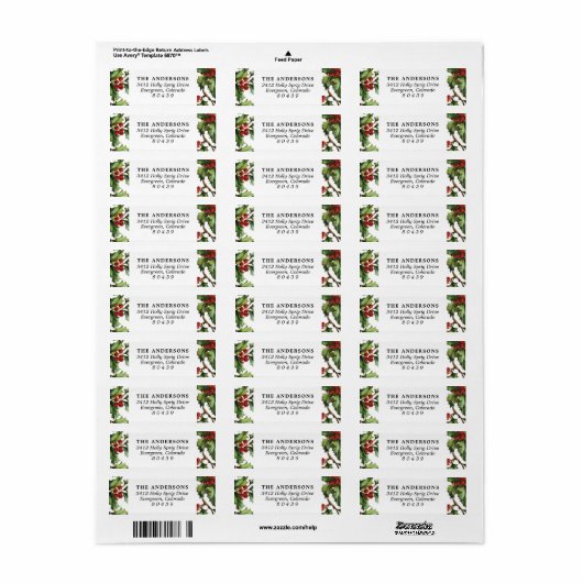  Holly Lijst Kerst retour adreslabel Etiket (Full Sheet)