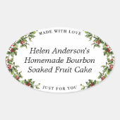  Holly Lijst Ovaal kerstcadeau label (Voorkant)