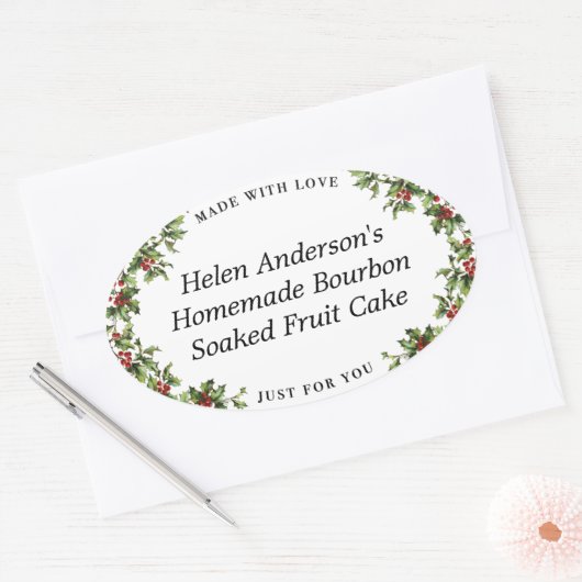  Holly Lijst Ovaal kerstcadeau label (Envelop)