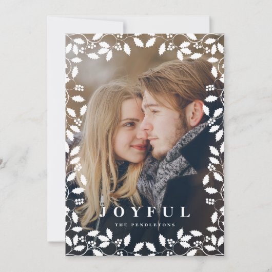 Holly Lijst | Vakantieknopkaart Feestdagenkaart (Voorkant)