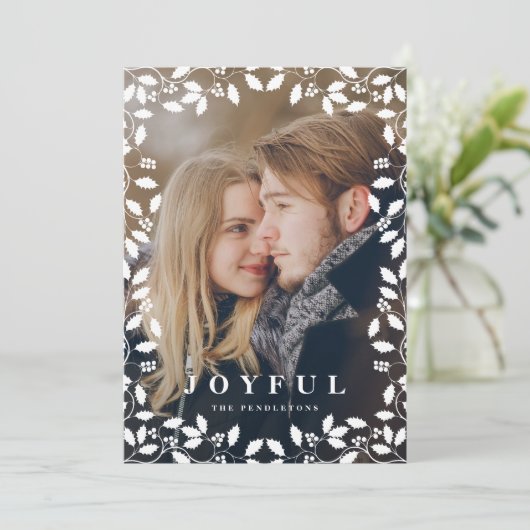 Holly Lijst | Vakantieknopkaart Feestdagenkaart (Staand voorkant)