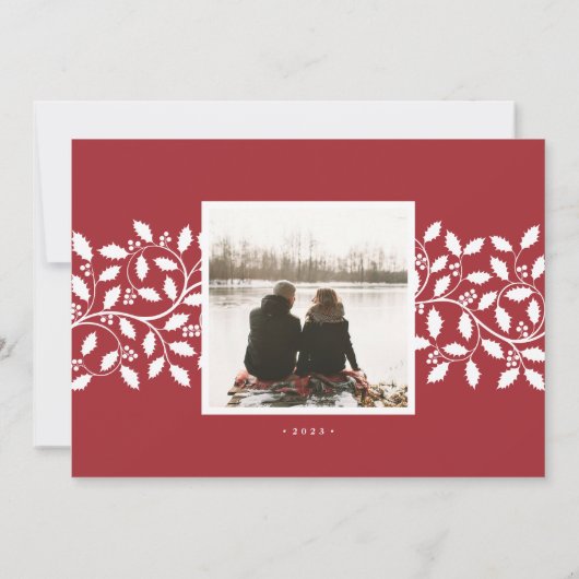 Holly Lijst | Vakantieknopkaart Feestdagenkaart (Achterkant)