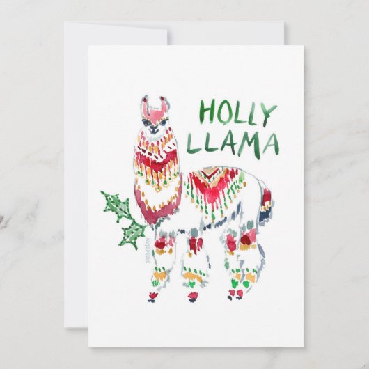 HOLLY LLAMA Boho Holiday kerstkaartje Feestdagenkaart (Voorkant)