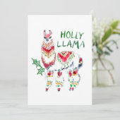 HOLLY LLAMA Boho Holiday kerstkaartje Feestdagenkaart (Staand voorkant)