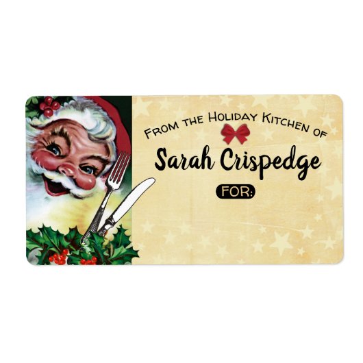 Holly maakt kerstfeestmaal baklabel etiket (Voorkant)