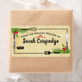 Holly maakt kerstvakantie bakken etiket (Insitu)