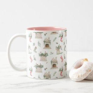 Holly Mantel Pattern Tweekleurige Koffiemok