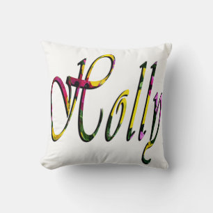Holly, meisjes, naam, Logo, White Throw Cushion. Kussen