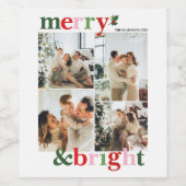 Holly Merry Bright Fun Family Holiday Card Wijn Etiket (Enkel label)