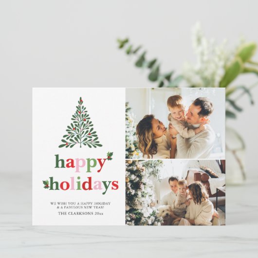 Holly Merry & Bright Holiday Kaart (Staand voorkant)