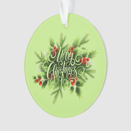 Holly Merry Christmas Acryl Ornament (voorkant)