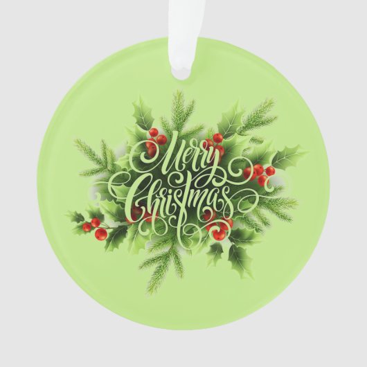 Holly Merry Christmas Acryl Ornament (voorkant)
