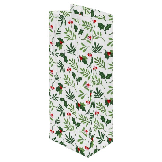 Holly Merry Christmas Bright Fun Wijn Cadeautas (Achterkant Gekanteld)