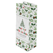 Holly Merry Christmas Bright Fun Wijn Cadeautas (Voorkant Gekanteld)