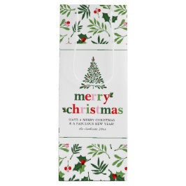 Holly Merry Christmas Bright Fun Wijn Cadeautas