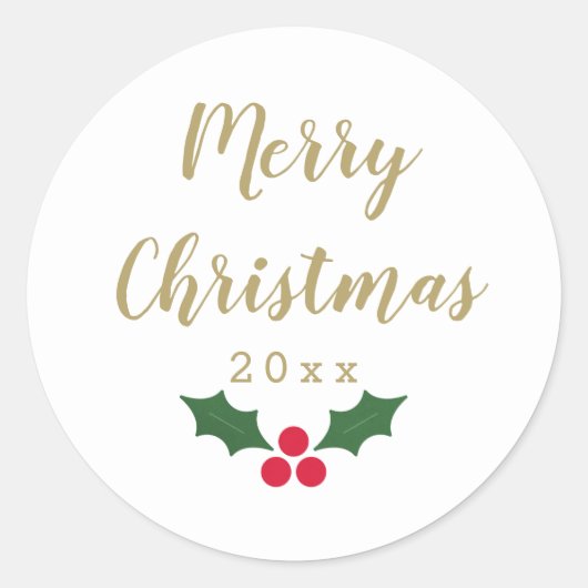 Holly Merry Christmas Classic Ronde Sticker (Voorkant)