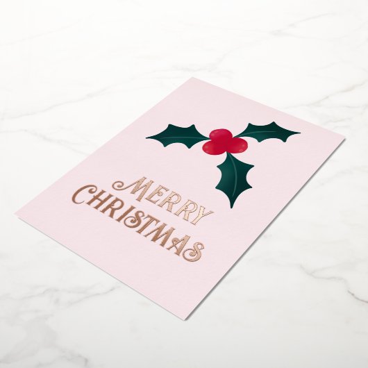 Holly Merry Christmas Folie Kaart (Gedraaid)