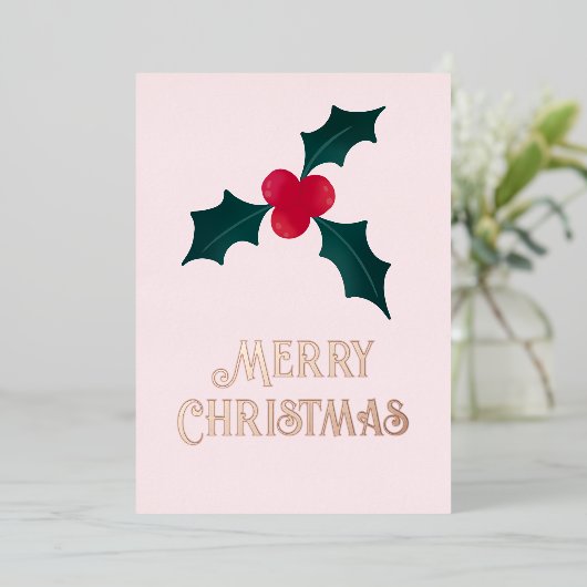 Holly Merry Christmas Folie Kaart (Staand Voorkant)