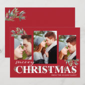 Holly Merry Christmas Holiday Fotocollage Feestdagenkaart (Voorkant / Achterkant)