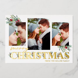 Holly Merry Christmas Holiday Fotocollage Folie Feestdagenkaart