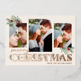 Holly Merry Christmas Holiday Fotocollage Folie Feestdagenkaart