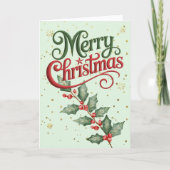 Holly Merry Christmas Kaart (Voorkant)