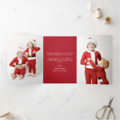 Holly Merry Christmas Trifold Foto Kerstmis Drieluik Wenskaart (Binnen)