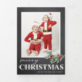 Holly Merry Christmas Trifold Foto Kerstmis Drieluik Wenskaart (Cover)