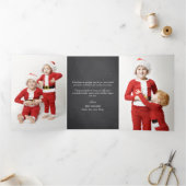 Holly Merry Christmas Trifold Foto Kerstmis Drieluik Wenskaart (Binnen)