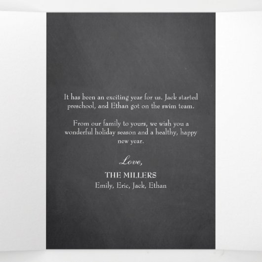 Holly Merry Christmas Trifold Foto Kerstmis Drieluik Wenskaart (Binnenkant midden)