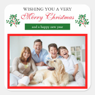 Holly Merry Christmas - Vierkante Sticker