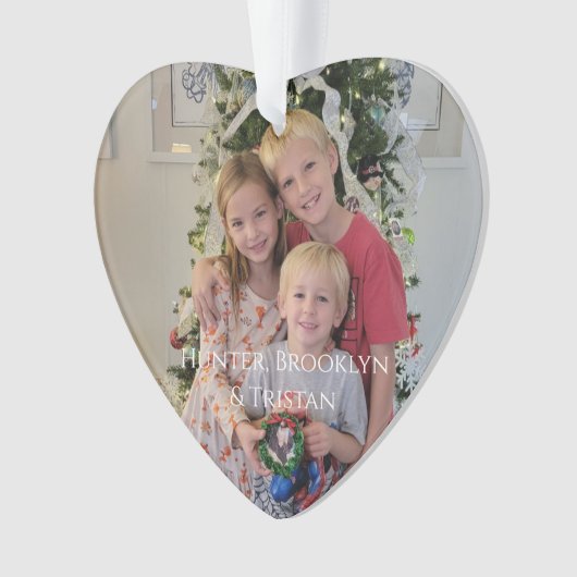 Holly Merry Christmas Waterverf Gold Familie Foto Ornament (voorkant)