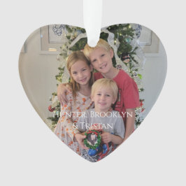 Holly Merry Christmas Waterverf Gold Familie Foto Ornament