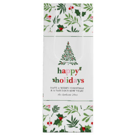 Holly Merry Feestdagen Bright Fun Wijn Cadeautas