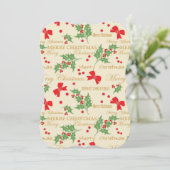 holly merry kerst feestdagenkaart (Staand voorkant)