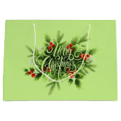 Holly Merry kerst Large Gift Bag Groot Cadeauzakje (Voorkant)