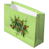 Holly Merry kerst Large Gift Bag Groot Cadeauzakje (Voorkant Gekanteld)