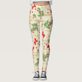 holly merry kerst leggings
