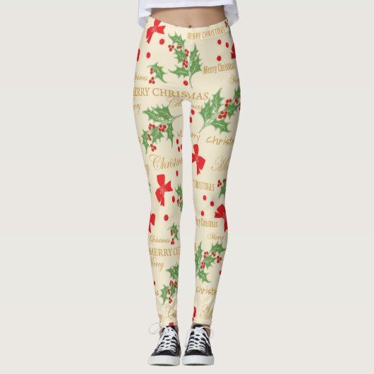 holly merry kerst leggings (Voorkant)