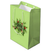 Holly Merry kerst Medium Gift Bag Cadeauzakje (Achterkant Gekanteld)