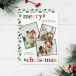 Holly Merry-kerstfeestelijke familie Feestdagenkaart<br><div class="desc">Heldere en leuke kerstkaart om naar familie en vrienden te sturen!</div>