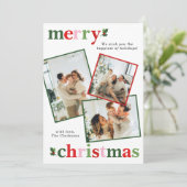 Holly Merry-kerstfeestelijke familie Feestdagenkaart (Staand voorkant)