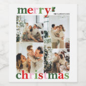 Holly Merry-kerstfeestelijke familie Wijn Etiket (Enkel label)