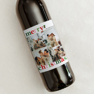 Holly Merry-kerstfeestelijke familie Wijn Etiket