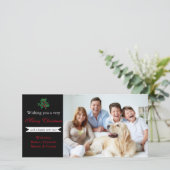 Holly "Merry Kerstmis" Black - Fotokaart Feestdagenkaart (Staand voorkant)