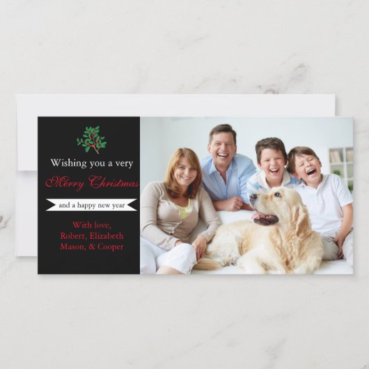 Holly "Merry Kerstmis" Black - Fotokaart Feestdagenkaart (Voorkant)
