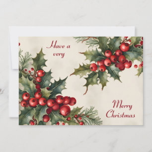 Holly Merry Kerstmis Feestdagenkaart
