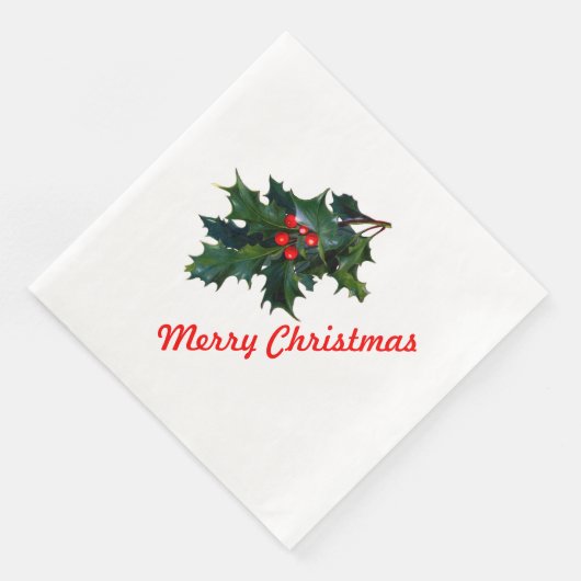 Holly Merry Kerstmis Napkin Servetten (Hoek)