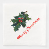 Holly Merry Kerstmis Napkin Servetten (Voorkant)