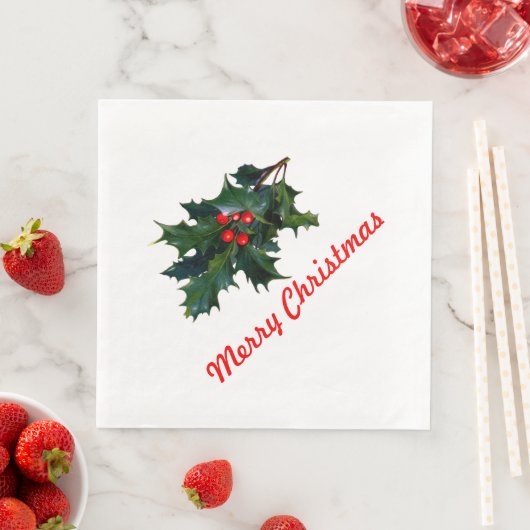Holly Merry Kerstmis Napkin Servetten (Insitu)